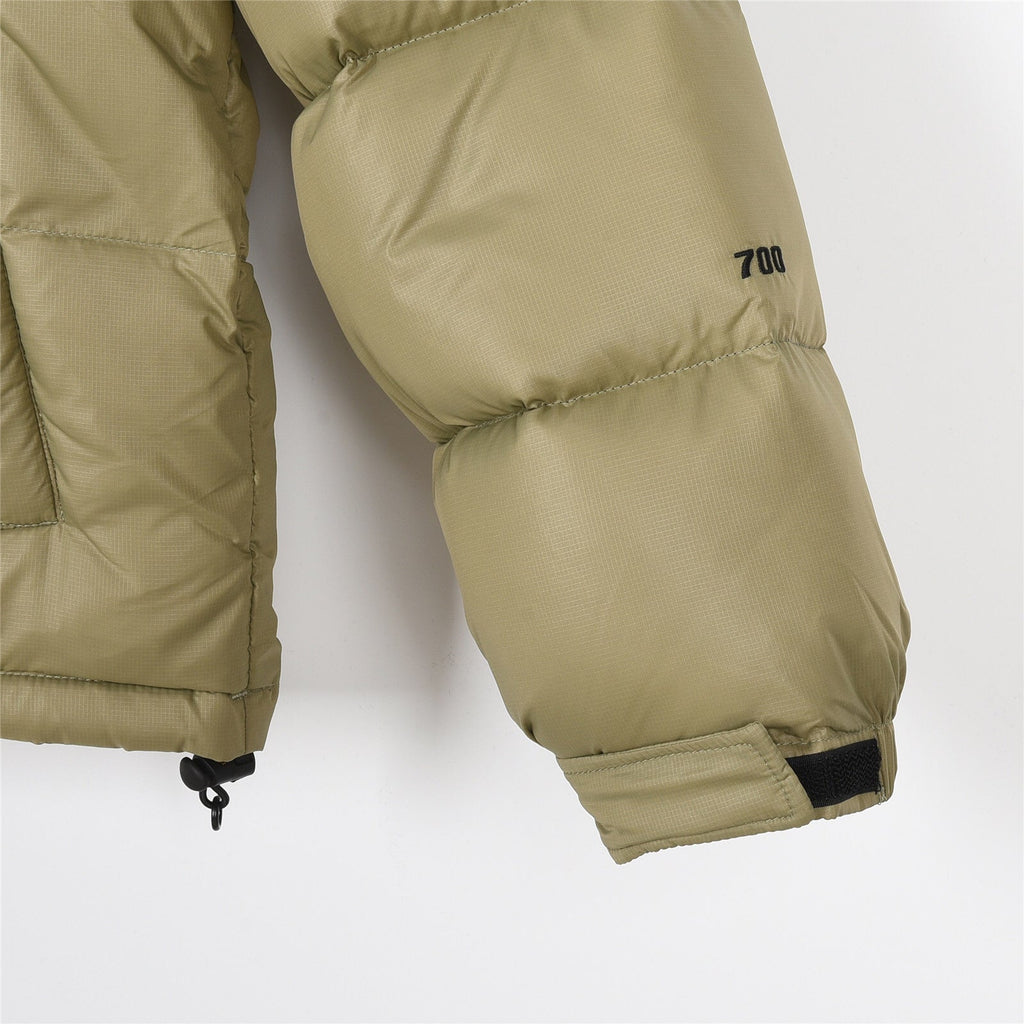 The North Face Color Block Stand Collar Puffer Jacket | Olive Green | Women's & Men's Streetwear Style