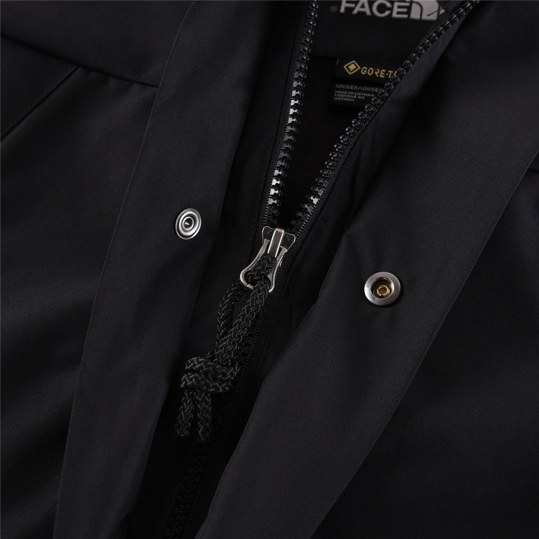The North Face Women's Men's GORE-TEX Hooded Mountain Jacket - Solid Black Waterproof Shell