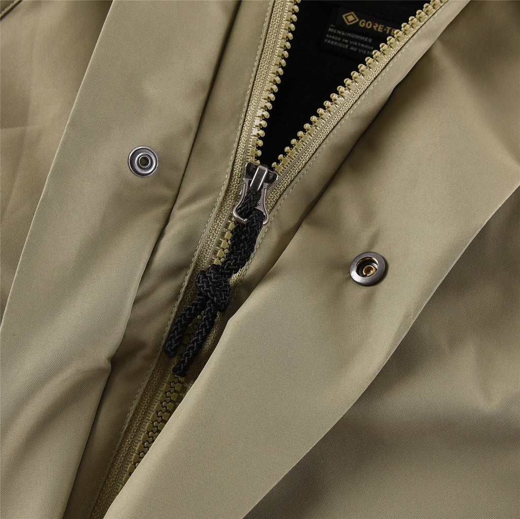 The North Face Women's Men's GORE-TEX Hooded Mountain Jacket - Khaki & Black Color Block Waterproof Shell