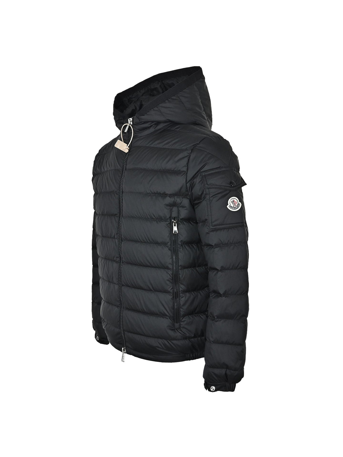 Moncler Women's Men's Hooded Horizontal Quilted Down Jacket - Black