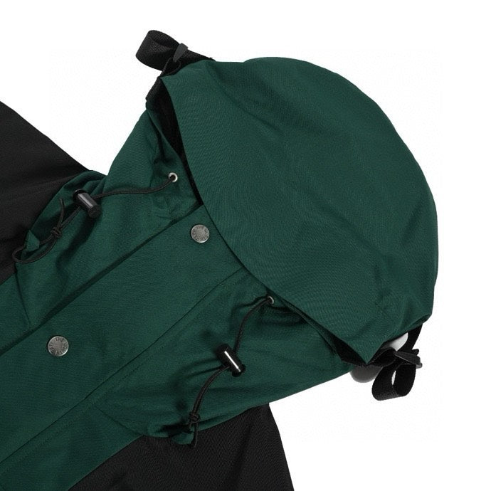 The North Face Women's Men's GORE-TEX Hooded Mountain Jacket - Dark Green & Black Color Block Waterproof Shell