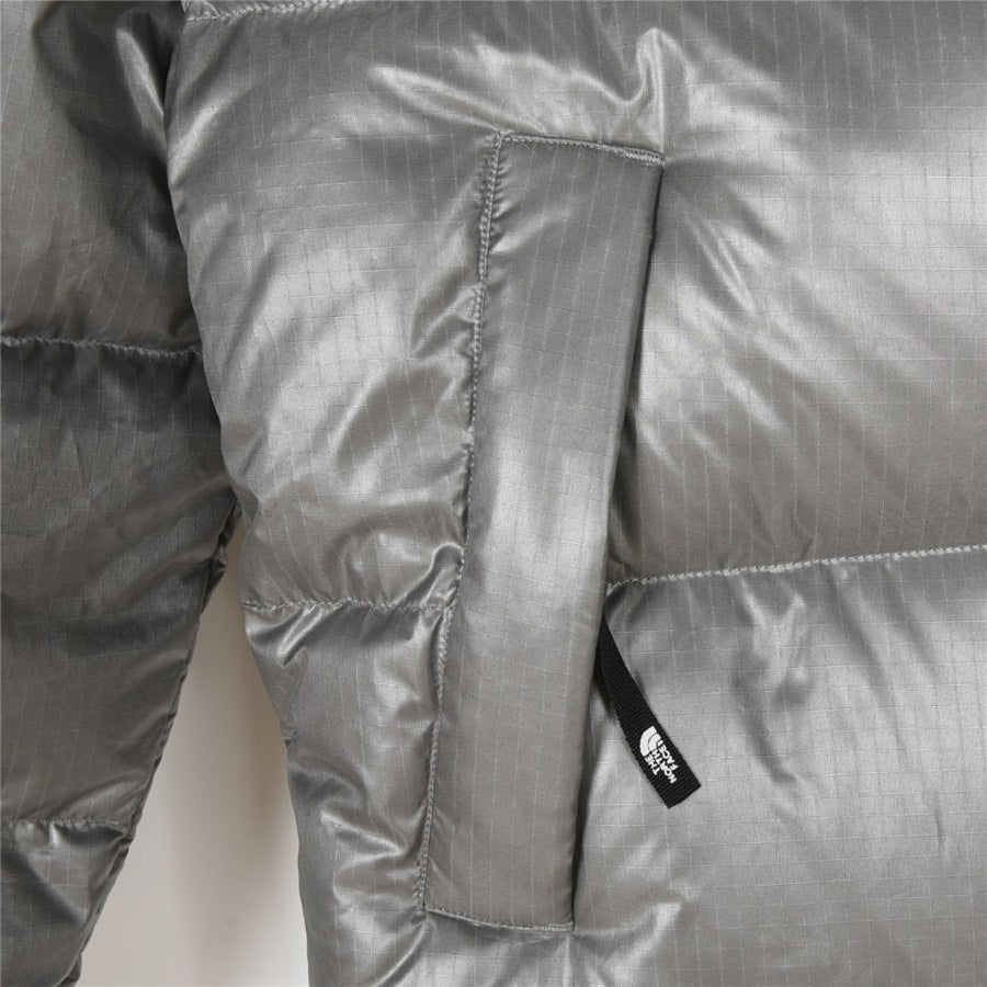 The North Face 1996 Retro Nuptse Jacket – Metallic Silver & Black Color Block | Women's & Men's Styling