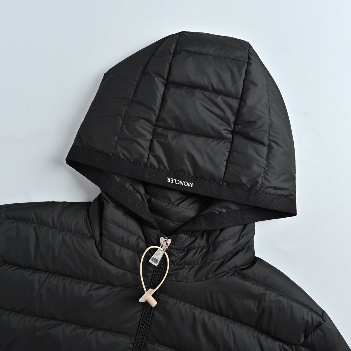 Moncler Women's Men's Hooded Horizontal Quilted Down Jacket - Black