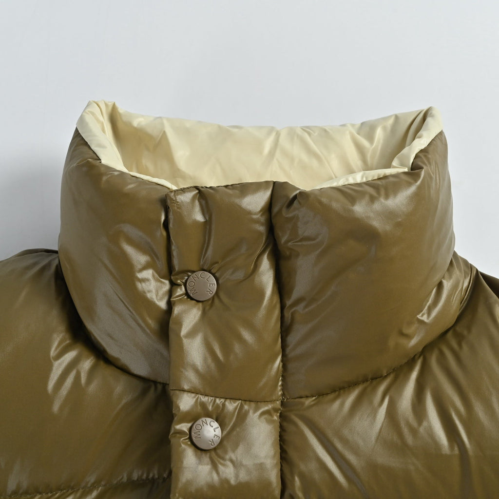 Moncler Women's Men's Stand Collar Puffer Down Jacket - Olive Green