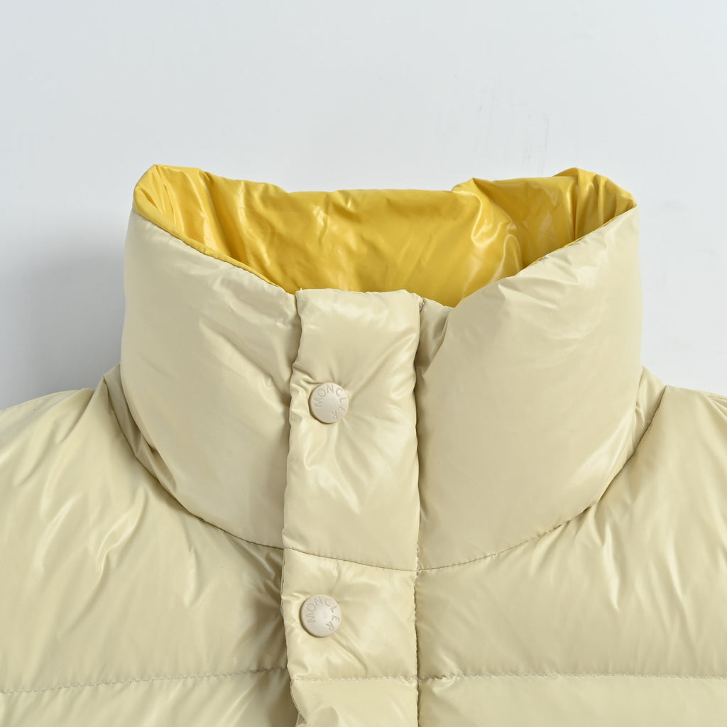 Moncler Women's Men's Stand Collar Puffer Down Jacket - Cream