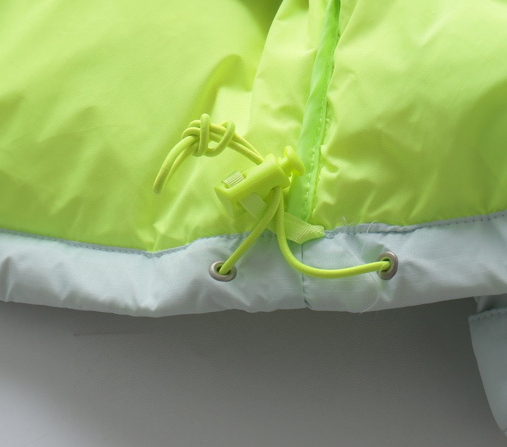 The North Face 1996 Retro Nuptse Jacket – Light Gray & Neon Green Color Block | Women's & Men's Styling