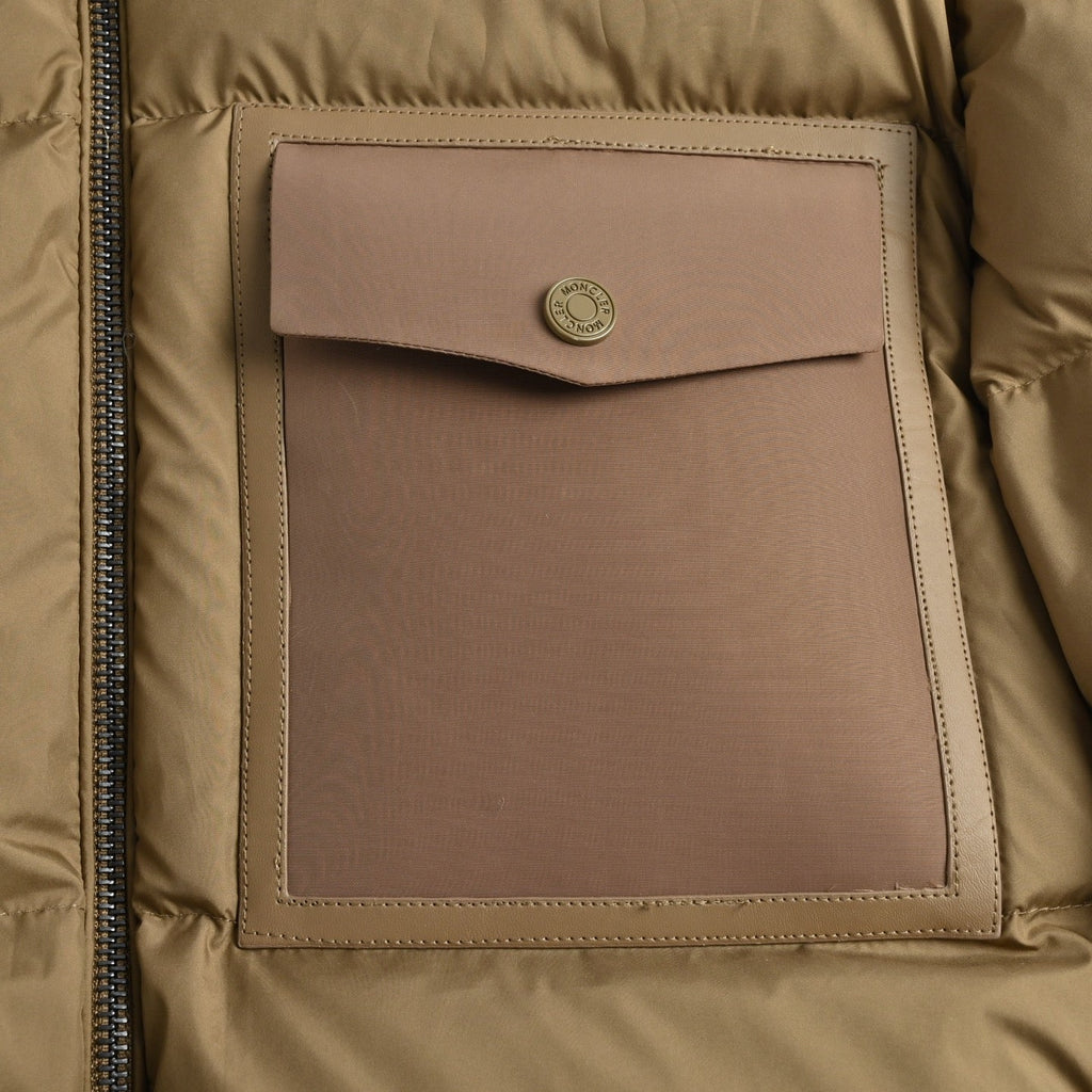 Moncler Women's Men's Thick Stand Collar Down Jacket - Khaki