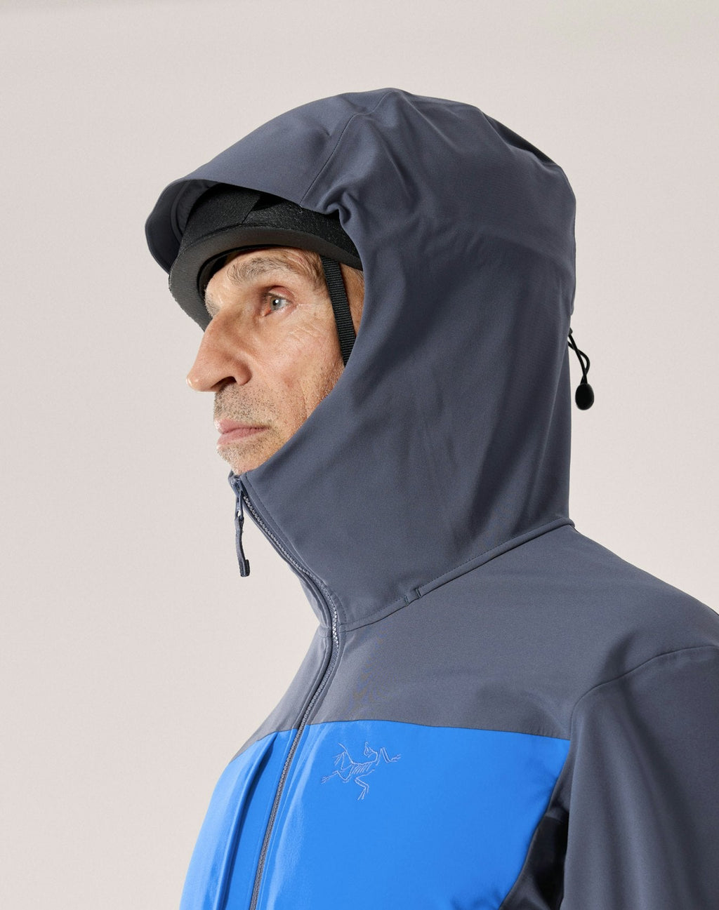 Arc'teryx Gamma MX Men's Hoody, Grey and Blue Color-Block Soft Shell