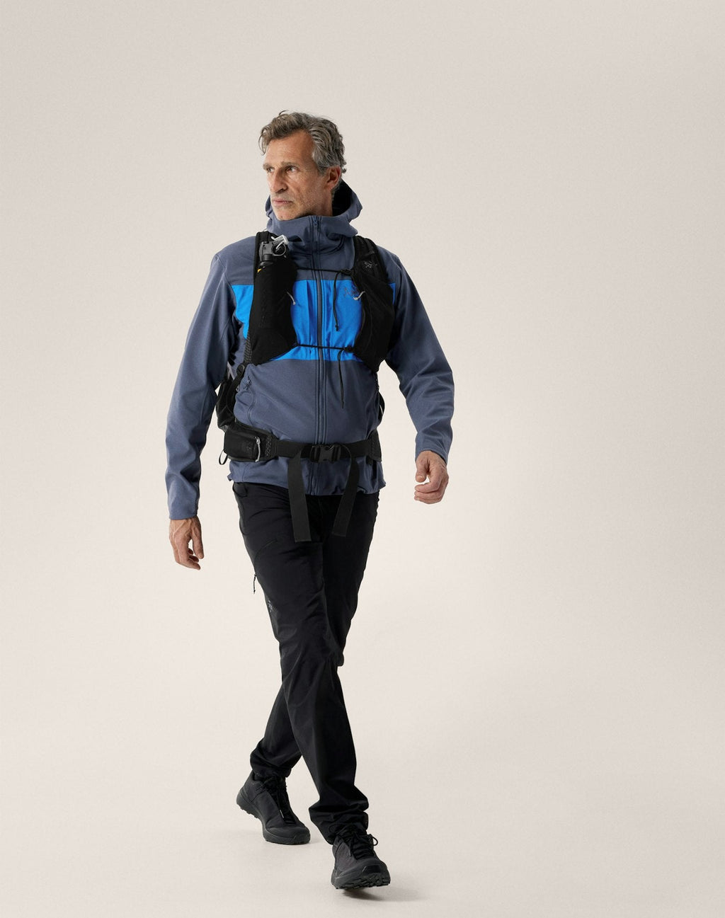 Arc'teryx Gamma MX Men's Hoody, Grey and Blue Color-Block Soft Shell