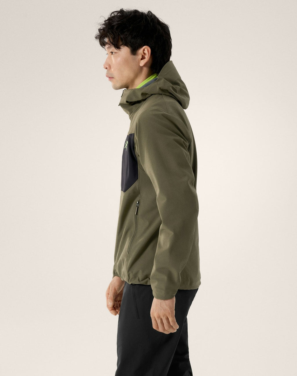 Arc'teryx Gamma MX Men's Hoody, Olive and Black Color-Block Soft Shell