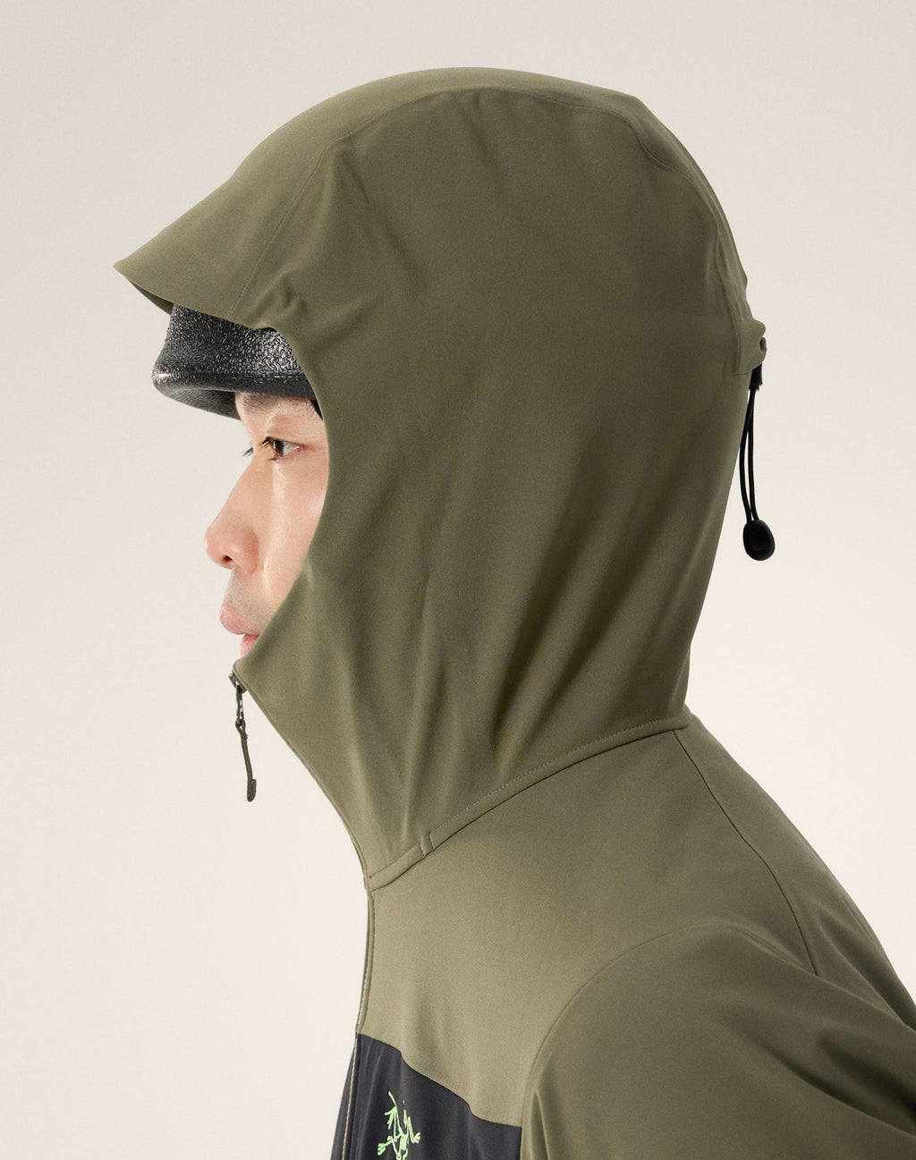 Arc'teryx Gamma MX Men's Hoody, Olive and Black Color-Block Soft Shell
