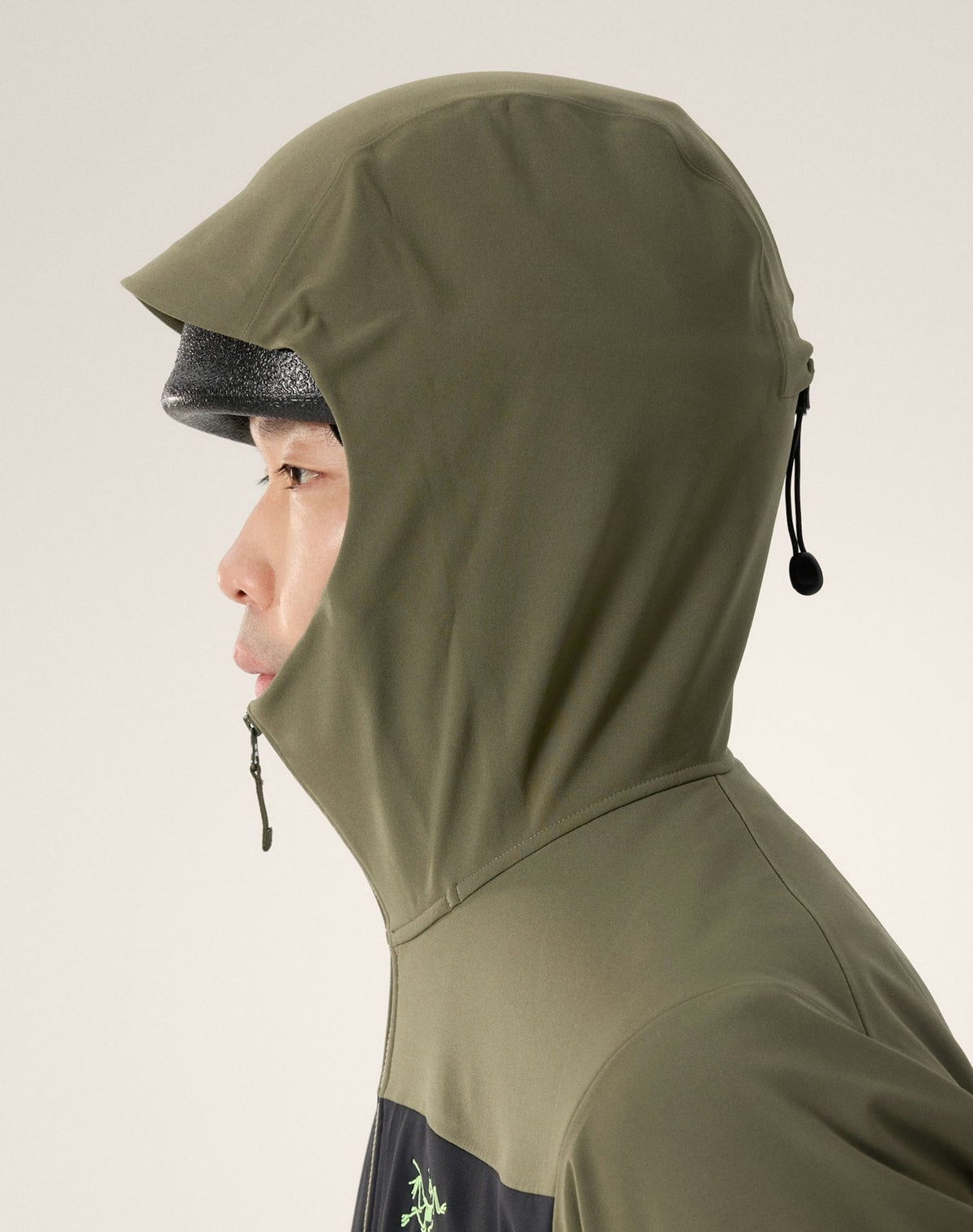 Arc'teryx Gamma MX Men's Hoody, Olive and Black Color-Block Soft Shell