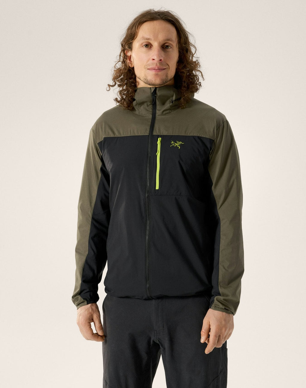Arc'teryx Squamish Men's Hoody, Black & Olive Color Block