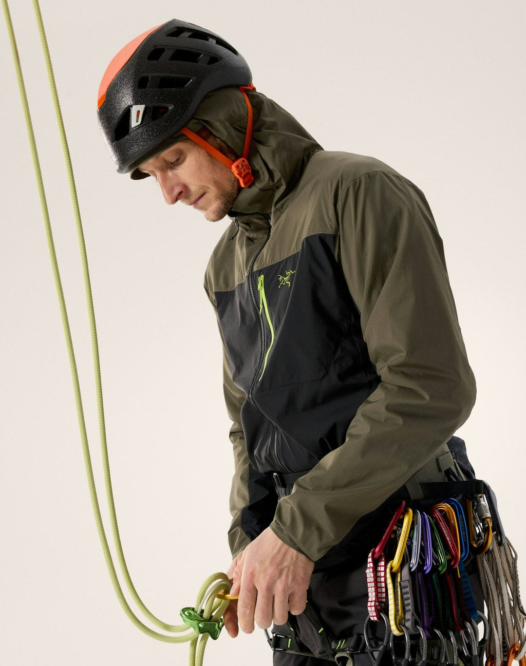 Arc'teryx Squamish Men's Hoody, Black & Olive Color Block