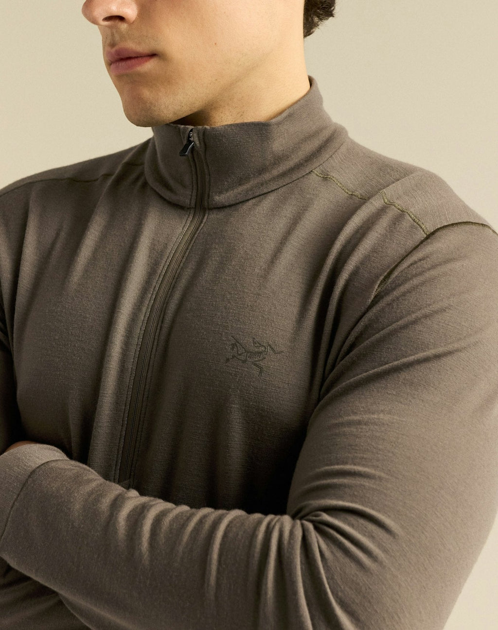 Arc'teryx Rho Men's Zip-Neck Top – Taupe