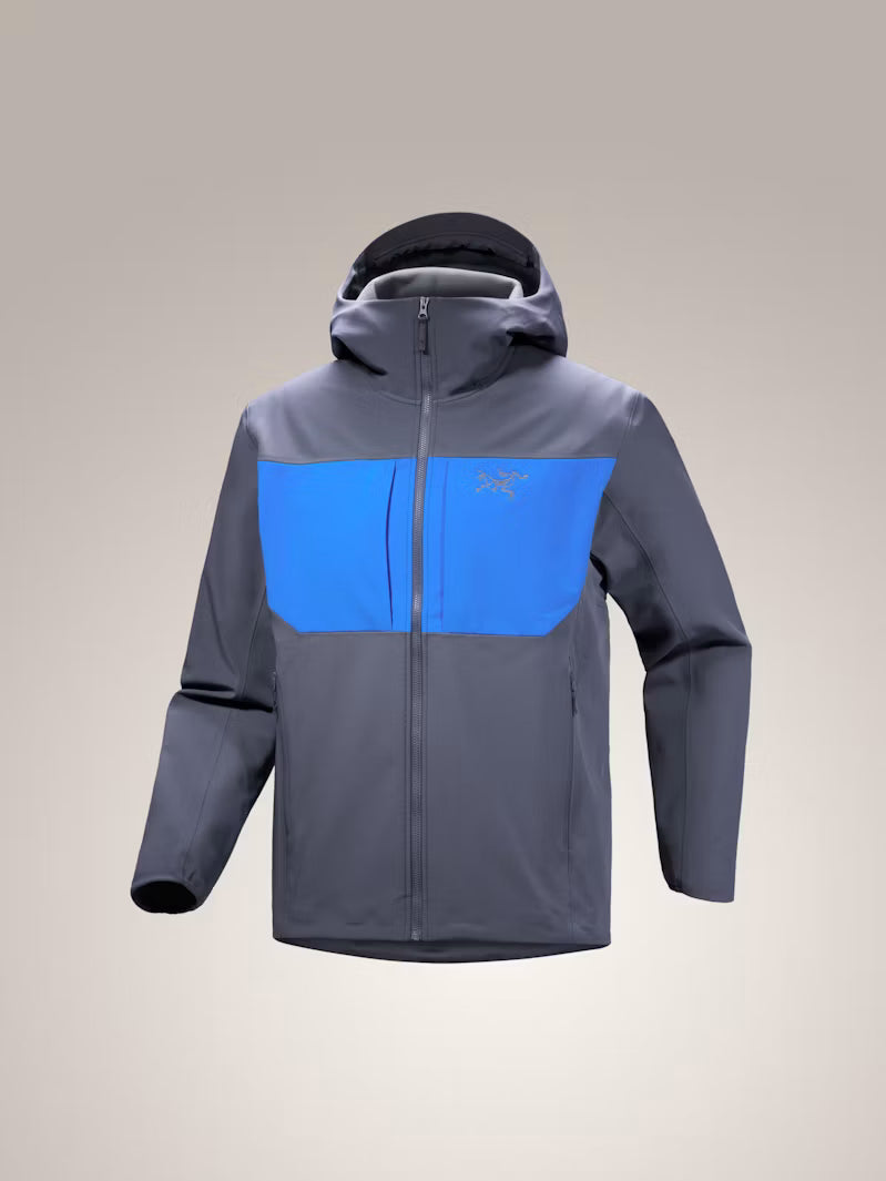 Arc'teryx Gamma MX Men's Hoody, Grey and Blue Color-Block Soft Shell